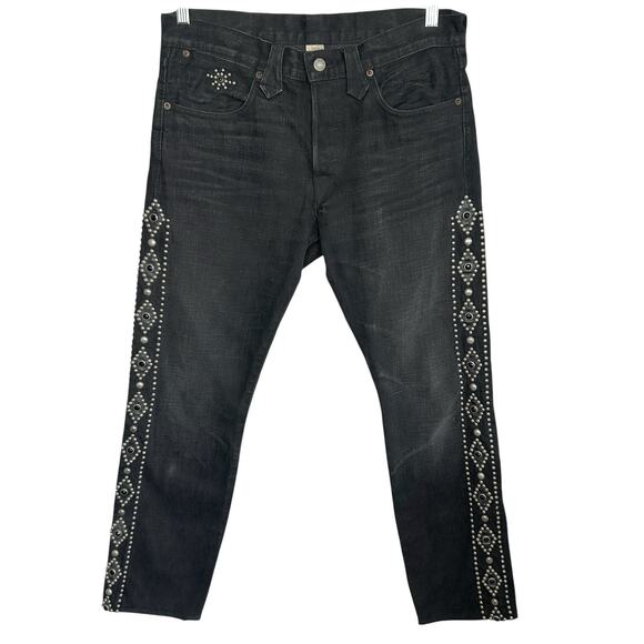 RRL Double RL Studded Selvedge Western Slim‎ Fit Jeans Mens 31X29 Biker Rock Y2k - Picture 2 of 16